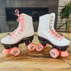 C SEVEN, C7Skates, Quad Skates, White and Pink, Roller Skates, Youth Size 3